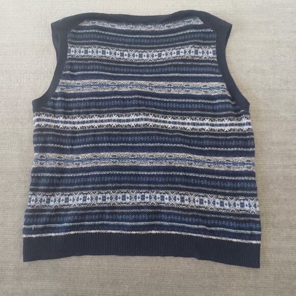 Old Navy Sweater Vest Women XXL Fair Isle Academia Minimal V Neck Cardigan - Picture 2 of 8